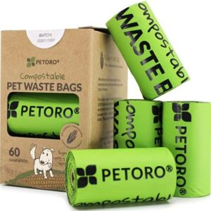 PETORO Dog Poop Bags (Biodegradable & Leakproof) 60 Bags